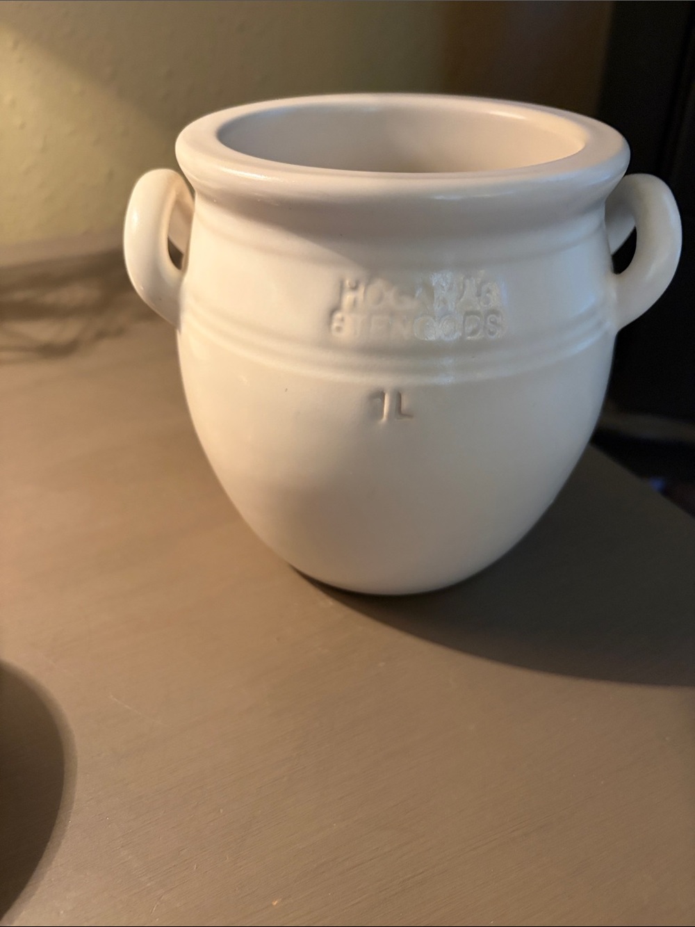 Vintage Swedish Höganäs Keramik 1L Stoneware Crock Vase White